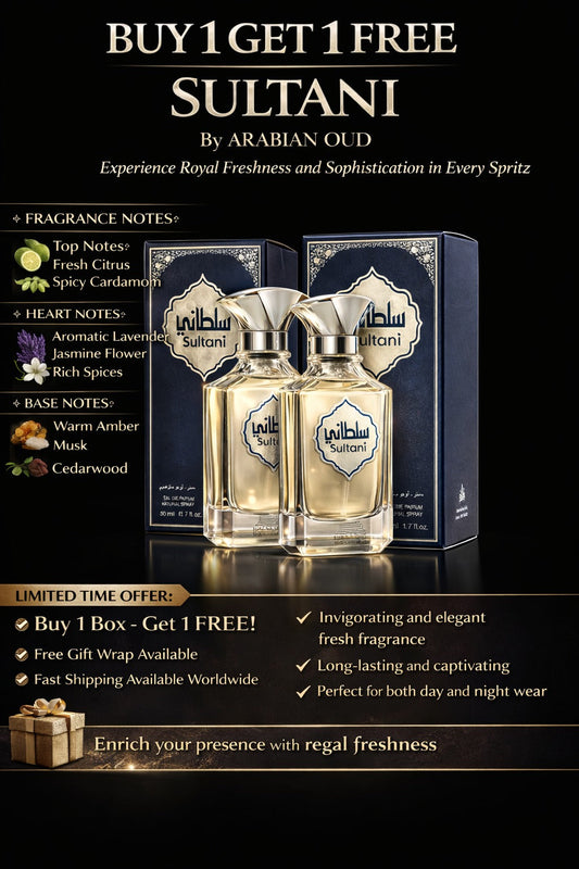 عطر العود العربي السلطاني - اشترِ واحدًا واحصل على الثاني مجانًا | 2 × 100 مل (إجمالي 200 مل) للجنسين
